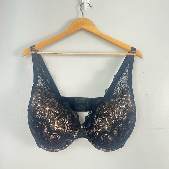 ThirdLove black 24/7 Lace Contour Plunge  Bra size 40F - Picture 1 of 7